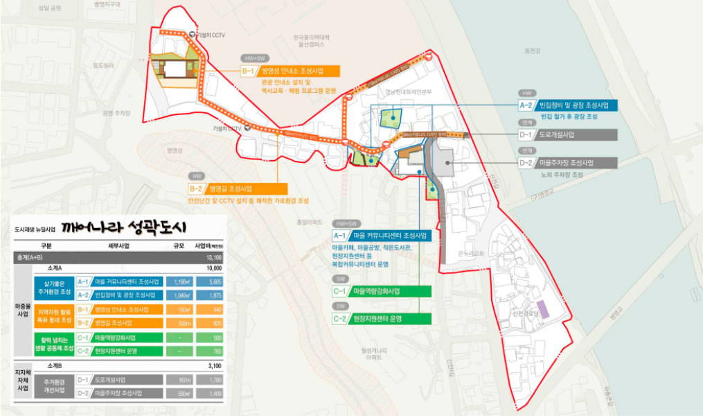 중구 내 도시재생활성화지역 위치