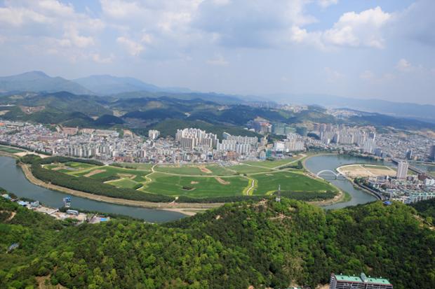 남산전망대에서본 태화강십리대숲 주변시가지전경